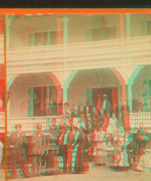 Glendon House. Group posing in front. 1870?-1895?