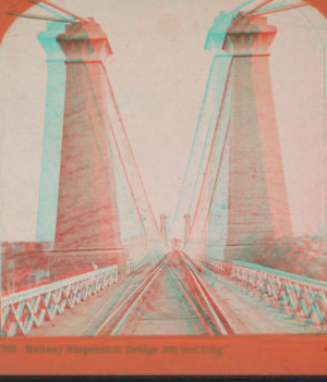 Railway Suspension Bridge, 300 [sic] feet long. 1865?-1880?