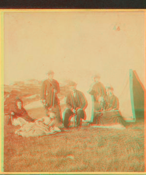 [Group of people in front of a tipi.] 1860?-1869?