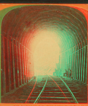 Looking out of the tunnel at Livermore Pass, Alameda County, Western Pacific Railroad. 1868?-1875?