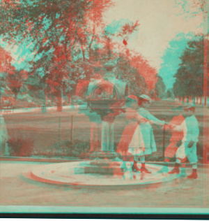 Drinking fountain on the mall. 1860?-1905?