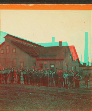 [Workers posing in front of a factory, Girard, Pennsylvania.] 1870?-1880?