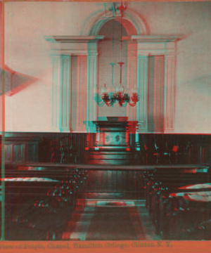 View of pulpit, chapel, Hamilton College, Clinton, N.Y. 1868?-1885?