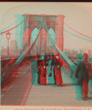 On the Promenade, Brooklyn Bridge, New York, U.S.A. c1895 [1867?-1910?]