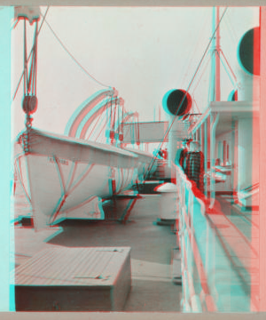 [Lifeboats stored on deck of The Mohawk.] 1915-1919 March 1915