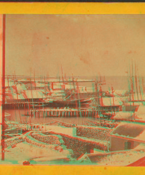 [Winter view of the harbor.] 1863?-1910?