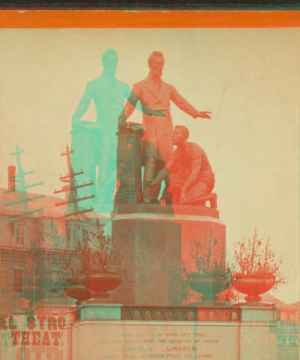 [Sculpture of Lincoln freeing a slave by Thomas Ball in Park Square.] 1862?-1890?