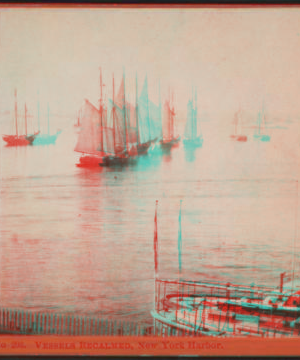 Vessels becalmed, New York Harbor. [1858?-1915?]