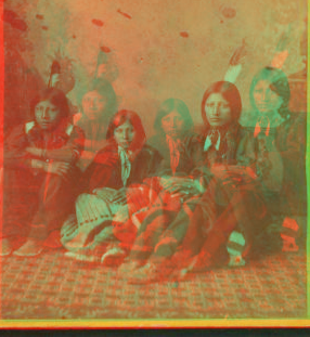 [Studio portrait of three Native American children in tradtional clothing.] 187- 1865?-1885?