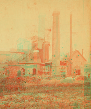 [Industrial building with inclined plane and large smokestack.] 187- 1865?-1885?