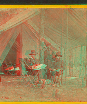 Lieut. Gen. Grant and chief of staff, Gen. Rawlins, at his head quarters, at Cold Harbor, Va. Taken June 14th, 1864. 1861-1865 1864