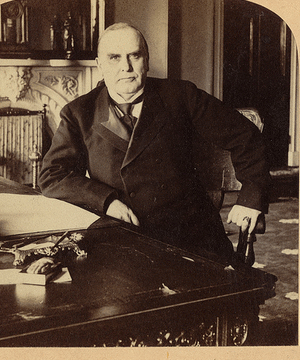 President McKinley at his desk in the White House, Washington, U.S.A.