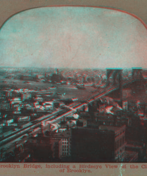 Brooklyn Bridge, icluding a bird's-eye view of the city of Brooklyn. [1867?-1910?]