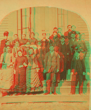 [A group of students on the steps of their school.] 1859?-1885?