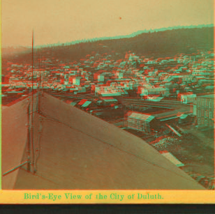 Bird's-eye view of the city of Duluth. 1869?-1885?