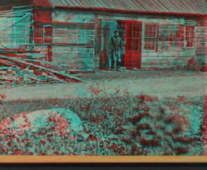 [Man standing in front of his cabin, in or near Wevertown, N.Y.] [ca. 1880] 1860?-1885?