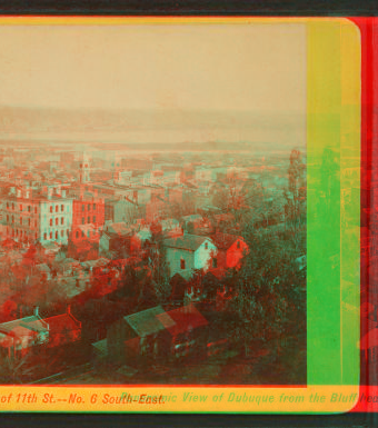 Panoramic view of Dubuque from the Bluff head of 11th St.-- No. 6 South-East. 1865?-1875?