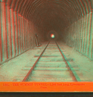 The Summit Tunnel, 1,200 feet long, Livermore Pass. 1868?-1875?