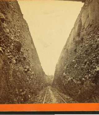 Bloomer Cut, 63 feet high, looking west. 1866?-1872?