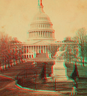 East front of U.S. Capitol & Statue of Washington. 1865?-1875? 1865-1875