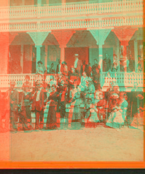 Glendon House. Group posing in the front. 1870?-1895?