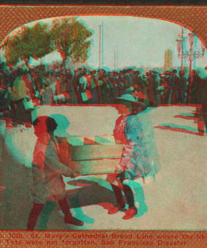 St. Mary's Cathedral bread line, where the little tots were not forgotten, San Francisco. 1906