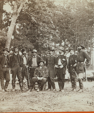 Major-General W.F. Smith, (Baldy Smith)  Commander of the 6th Corps.  This view was taken near Malvern Hill, during the 'seven days' fight' in 1862.