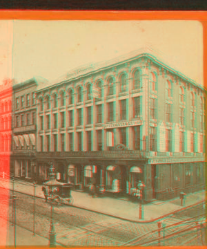 View at the corner of 6th & Chestnut Sts., Phila, Penn. 1865?-1907