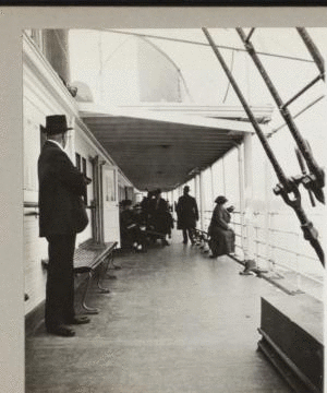 [Passengers enjoying the view aboard The Mohawk.] 1915-1919 March 1915