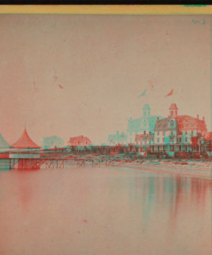 [A hotel and gazebo at the beach.] ca. 1875 1870?-1890?