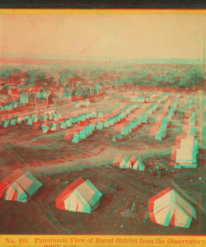 Panoramic view of Burnt district, from the Observatory, looking south-west. 1866