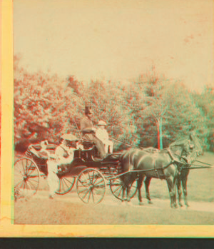 [People in coach with African American coachman.] 1860?-1869?