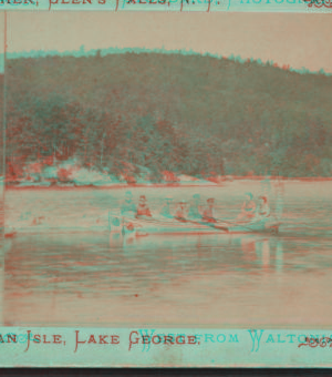 West from Waltonian Isle, Lake George. [1870?-1885?]