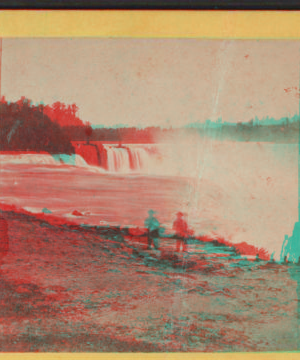 [Man standing near top of Horseshoe Falls.] [1860?-1885?]