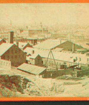 [Commercial buildings with city in background.] [ca. 1880] 1859?-1904