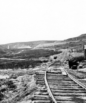 The Old Z, or a portion of the track at the head of Echo before the completion of the tunnel. Summit County, Utah. 1869