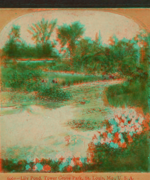 Lily Pond, Tower Grove Park, St. Louis, Mo. U. S. A.. 1870?-1900? 1897