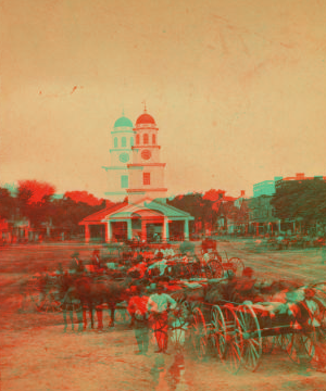 [City Market House. Watermelon wagons standing in the foreground.] [ca. 1885] 1859?-1900?