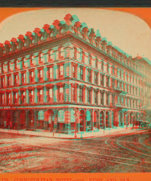 Cosmopolitan Hotel, cor. Bush and Sansome Streets. [ca. 1872] 1865-1880?