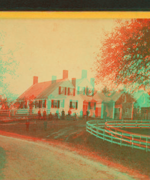 [Family members posing in front of their home.] 1865?-1885?