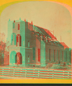 [Moravian church under construction.] 1875 1870?-1880?