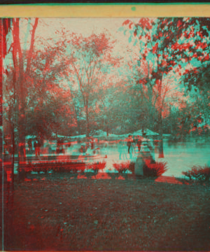 [View of fountain and tents, Central Park, New York City.] 1860?-1905?