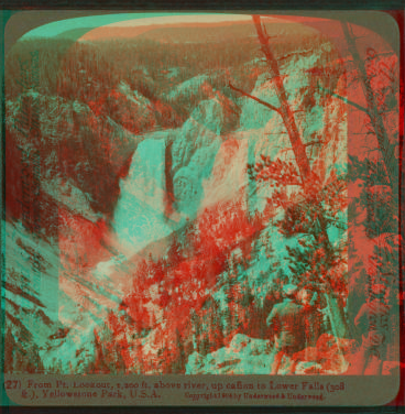 From Pt. Lookout, 1,000 ft. above river, up caÒon to Lower Falls (308 ft.) Yellowstone Park, U.S.A. 1901, 1903, 1904