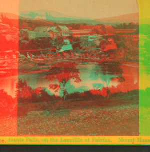 Gauts Falls, on the Lamoille at Fairfax. Mount Mansfield in the distance. 1865?-1885?