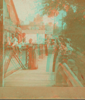 [African American Children and Women on a Bridge.] 