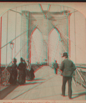 Entrance to Promenade, Brooklyn Bridge. [1867?-1910?]