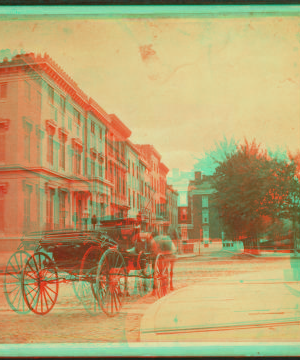 Mt. Vernon Place, southwest from Washington Monument[carriage in foreground]. [ca. 1880] 1859?-1904