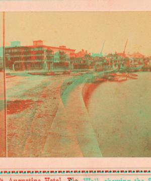 Sea Wall, showing the St. Augustine Hotel, Fla. 1868?-1890?