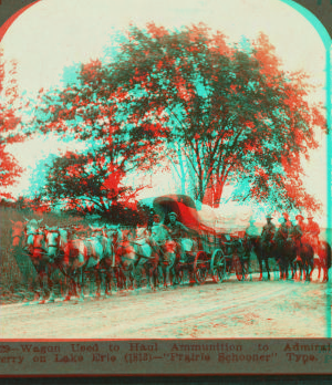 Wagon used to haul ammunition to Admiral Perry on Lake Erie (1813) -- "Prairie Schooner" type. 1860?-1915? [1913?]