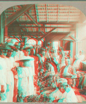 Interior of the Jubilee Market, Kingston, Jamaica. 1899